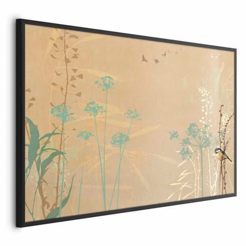 ⁨Plakat - Ptaszek na łące (rozmiar 30x21, wykończenie Rama czarna)⁩ w sklepie Wasserman.eu