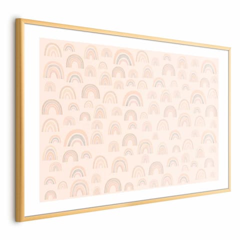 ⁨Plakat - Pastelowe tęcze (rozmiar 90x60, wykończenie Rama złota z marginesem)⁩ w sklepie Wasserman.eu
