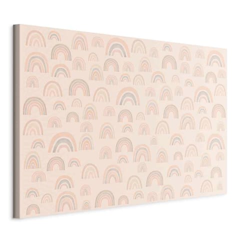 ⁨Obraz - Sierpniowe niebo - różnej wielkości tęcze w spokojnych kolorach (rozmiar 90x60, wykończenie Na płótnie włoskim)⁩ w sklepie Wasserman.eu