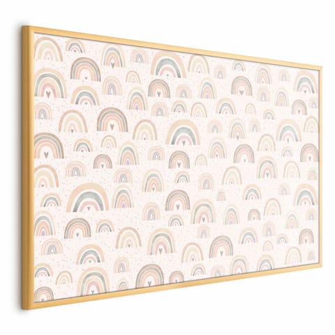 ⁨Plakat - Tęcze i serca (rozmiar 30x21, wykończenie Rama złota)⁩ w sklepie Wasserman.eu