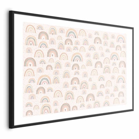 ⁨Plakat - Tęcze i serca (rozmiar 90x60, wykończenie Rama czarna z marginesem)⁩ w sklepie Wasserman.eu
