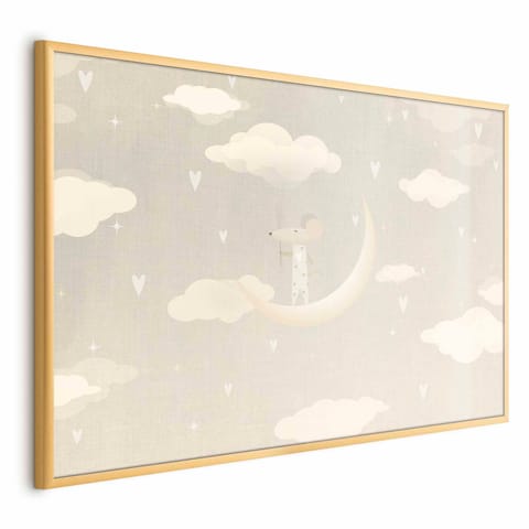 ⁨Plakat - Myszka na księżycu (rozmiar 30x21, wykończenie Rama złota)⁩ w sklepie Wasserman.eu