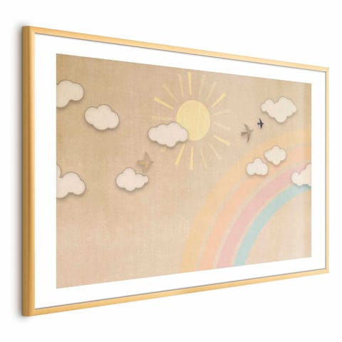 ⁨Plakat - Tęczowy dzień (rozmiar 90x60, wykończenie Rama złota z marginesem)⁩ w sklepie Wasserman.eu