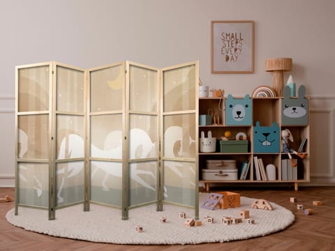 ⁨Parawan japoński - Księżycowe rumaki - konie galopujące wśród drzew w gwieździstą noc (rozmiar 225x172, wykończenie )⁩ w sklepie Wasserman.eu