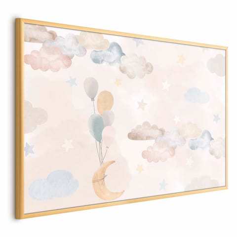 ⁨Plakat - Bajkowe niebo (rozmiar 90x60, wykończenie Rama złota)⁩ w sklepie Wasserman.eu