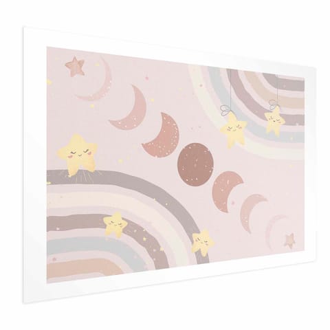 ⁨Plakat - Fazy księżyca z tęczą (rozmiar 60x40, wykończenie Bez ramy z marginesem)⁩ w sklepie Wasserman.eu
