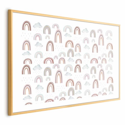 ⁨Plakat - Tęcza po deszczu (rozmiar 30x21, wykończenie Rama złota z marginesem)⁩ w sklepie Wasserman.eu