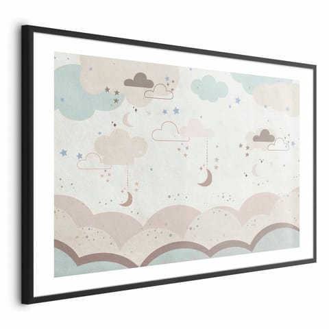 ⁨Plakat - Bajkowa noc (rozmiar 90x60, wykończenie Rama czarna z marginesem)⁩ w sklepie Wasserman.eu