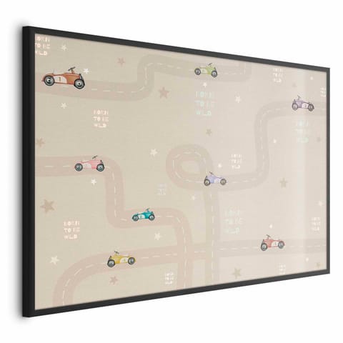 ⁨Plakat - Wyścigowe autka (rozmiar 60x40, wykończenie Rama czarna)⁩ w sklepie Wasserman.eu