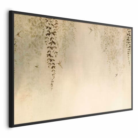 ⁨Plakat - Beżowe koliberki (rozmiar 30x21, wykończenie Rama czarna)⁩ w sklepie Wasserman.eu