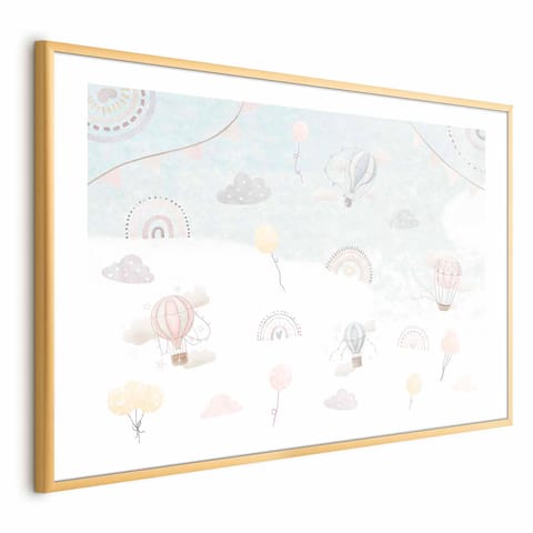⁨Plakat - Przygoda pośród chmur (rozmiar 42x29.7, wykończenie Rama złota z marginesem)⁩ w sklepie Wasserman.eu