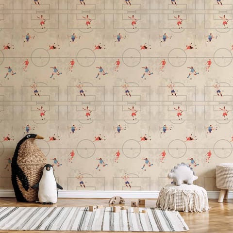 ⁨Tapeta - Gra w Piłkę - Ilustracja piłkarzy na boisku w akcji (rozmiar 50x1000, wykończenie Standard)⁩ w sklepie Wasserman.eu