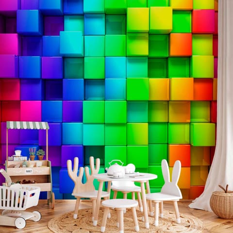 ⁨Wall mural - Colored cubes (size 250x175)⁩ at Wasserman.eu