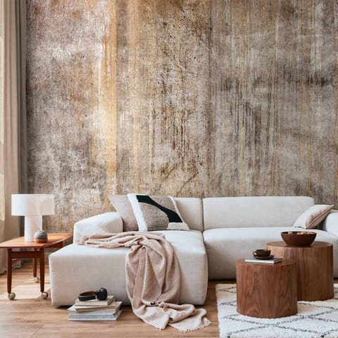 ⁨Fototapeta - Abstrakcyjny beż - tło z czarnymi deseniami z teksturą w deseń betonu (rozmiar 100x70, wykończenie Standard)⁩ w sklepie Wasserman.eu