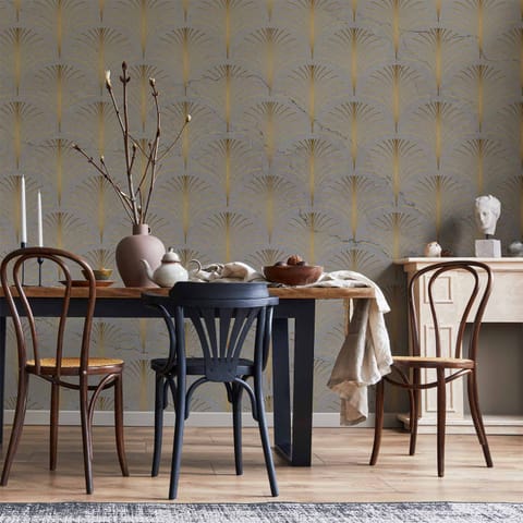 ⁨Fototapeta - Linearny wzór z dodatkiem złotego (rozmiar 400x280, wykończenie Wodoodporna)⁩ w sklepie Wasserman.eu