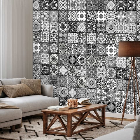 ⁨Wall mural - Arabesque - Black and white (size 50x1000)⁩ at Wasserman.eu