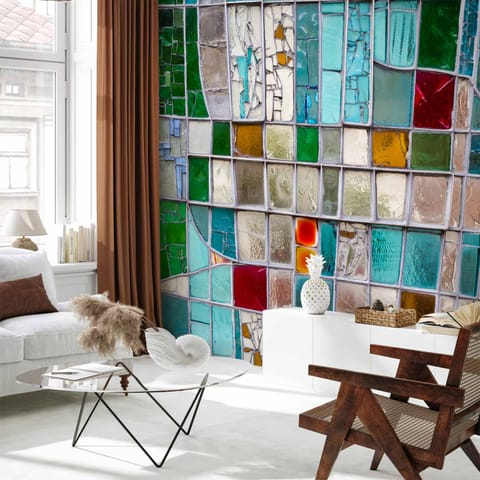 ⁨Wall mural - Sapphire stained glass (size 100x70)⁩ at Wasserman.eu