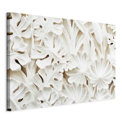 ⁨Obraz - Ceramiczne liście (1-częściowy) szeroki (rozmiar 90x60, wykończenie Standard)⁩ w sklepie Wasserman.eu