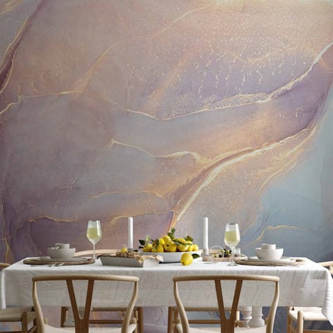 ⁨Fototapeta - Różowo-niebieski marmur - abstrakcyjna akwarela z dodatkiem złota (rozmiar 500x350, wykończenie Wodoodporna)⁩ w sklepie Wasserman.eu