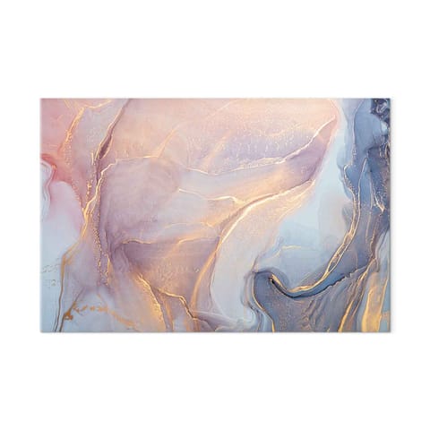 ⁨Obraz - Różowo-niebieski marmur - abstrakcyjna akwarela z dodatkiem złota (rozmiar 90x60, wykończenie Akustyczny)⁩ w sklepie Wasserman.eu