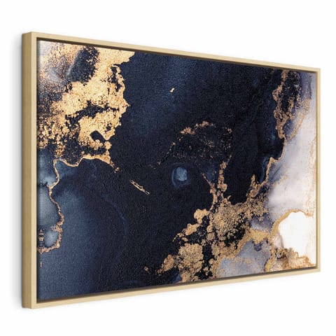 ⁨Obraz - Marmur i granat - abstrakcyjny teksturowany wzór inspirowany gwieździstym niebem (rozmiar 120x80, wykończenie W ramie drewnianej naturalnej)⁩ w sklepie Wasserman.eu