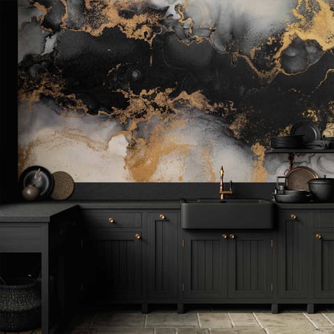 ⁨Fototapeta - Złote eksplozje - abstrakcyjny wzór inspirowany marmurem (rozmiar 400x280, wykończenie Wodoodporna)⁩ w sklepie Wasserman.eu