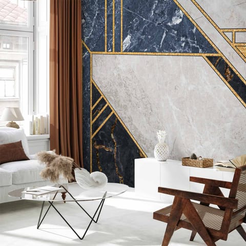 ⁨Fototapeta - Wzór wyrazisty w złocie i granacie (rozmiar 200x140, wykończenie Premium)⁩ w sklepie Wasserman.eu