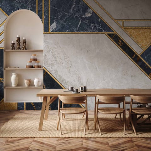 ⁨Fototapeta - Wzór wyrazisty w złocie i granacie (rozmiar 250x175, wykończenie Wodoodporna)⁩ w sklepie Wasserman.eu