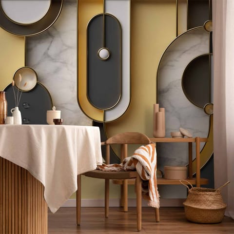 ⁨Fototapeta - Złoto-marmurowy geometryczny wzór (rozmiar 100x70, wykończenie Wodoodporna)⁩ w sklepie Wasserman.eu