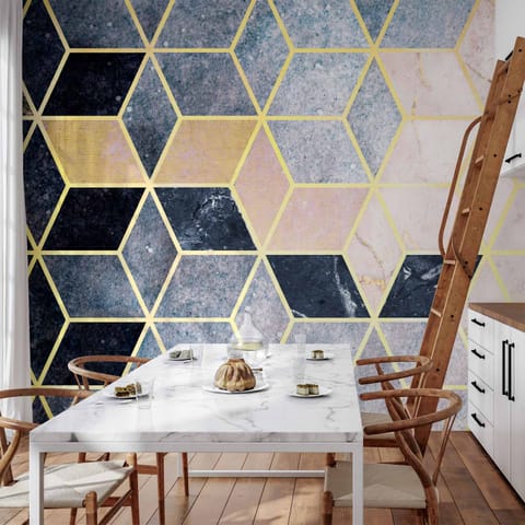 ⁨Fototapeta - Niebieski wzór geometryczny (rozmiar 450x315, wykończenie Wodoodporna)⁩ w sklepie Wasserman.eu