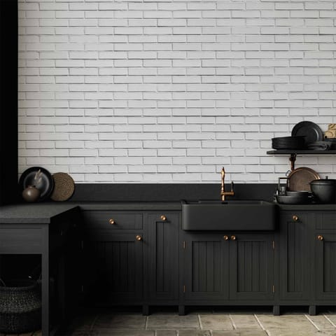 ⁨Fototapeta - Śnieżna cegła - deseń imitujący ceglaną ścianę w białym kolorze (rozmiar 100x70, wykończenie Wodoodporna)⁩ w sklepie Wasserman.eu