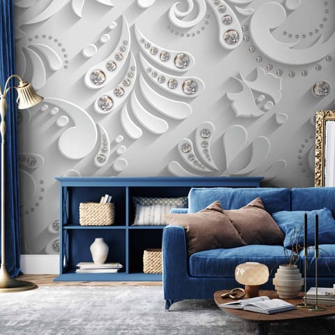 ⁨Self-adhesive mural - Flowers in crystals (size 147x105)⁩ at Wasserman.eu