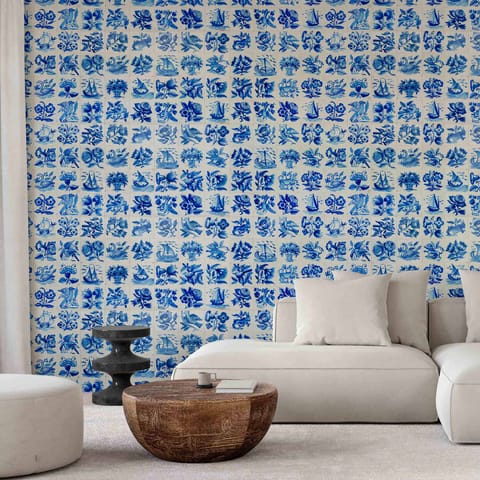 ⁨Fototapeta - Płytki azulejos - tradycyjne ceramiczne portugalskie kafle (rozmiar 294x210, wykończenie Samoprzylepna)⁩ w sklepie Wasserman.eu