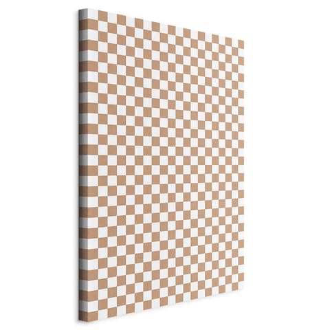 ⁨Obraz - Szachowy Wzór - brązowo-biała kratka z delikatnym szumem (rozmiar 20x30, wykończenie Standard)⁩ w sklepie Wasserman.eu