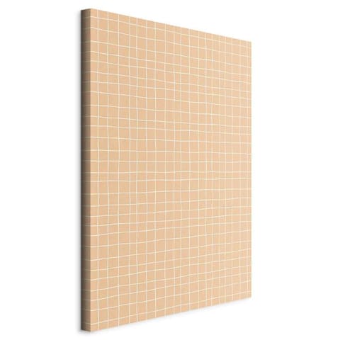 ⁨Obraz - Falujące linie - kremowa kratka na szumiącym pastelowym tle (rozmiar 40x60, wykończenie Standard)⁩ w sklepie Wasserman.eu