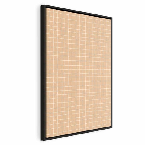 ⁨Obraz - Falujące linie - kremowa kratka na szumiącym pastelowym tle (rozmiar 40x60, wykończenie W ramie drewnianej czarnej)⁩ w sklepie Wasserman.eu