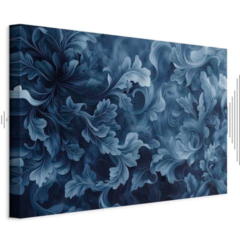 ⁨Obraz - Ornamenty abstrakcyjne ciemnoniebieskie wiktoriańskie liście (rozmiar 60x40, wykończenie Akustyczny)⁩ w sklepie Wasserman.eu