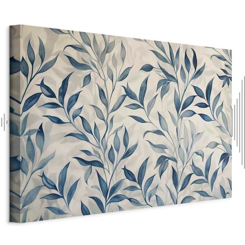 ⁨Obraz - Liście w niebieskich kolorach delikatny motyw botaniczny (rozmiar 30x20, wykończenie Akustyczny)⁩ w sklepie Wasserman.eu