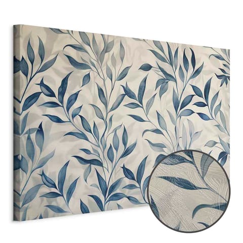 ⁨Obraz - Liście w niebieskich kolorach delikatny motyw botaniczny (rozmiar 60x40, wykończenie Premium Print)⁩ w sklepie Wasserman.eu