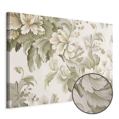 ⁨Obraz - Retro vintage kwiaty w delikatnych kolorach kremowych i zielonych (rozmiar 120x80, wykończenie Premium Print)⁩ w sklepie Wasserman.eu