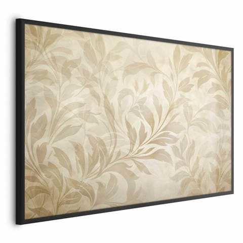 ⁨Plakat - Piaskowe listki i pnącza (rozmiar 90x60, wykończenie Rama czarna)⁩ w sklepie Wasserman.eu