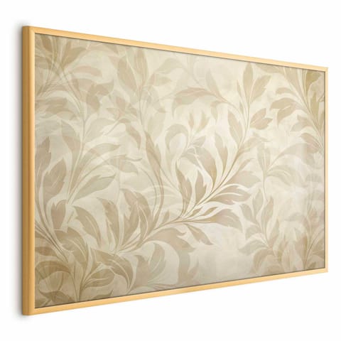 ⁨Plakat - Piaskowe listki i pnącza (rozmiar 60x40, wykończenie Rama złota)⁩ w sklepie Wasserman.eu