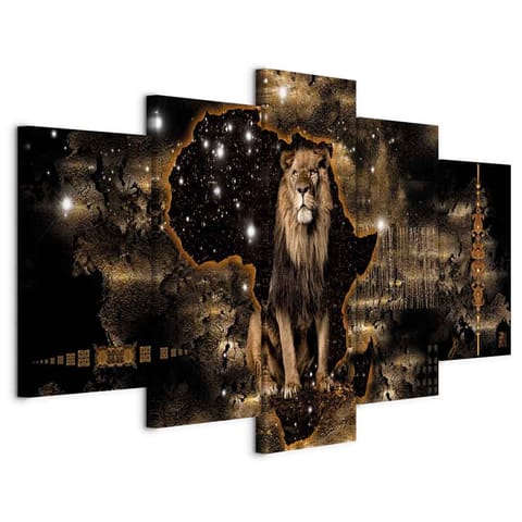 ⁨Picture - Golden lion (5-piece) wide (size 100x50)⁩ at Wasserman.eu