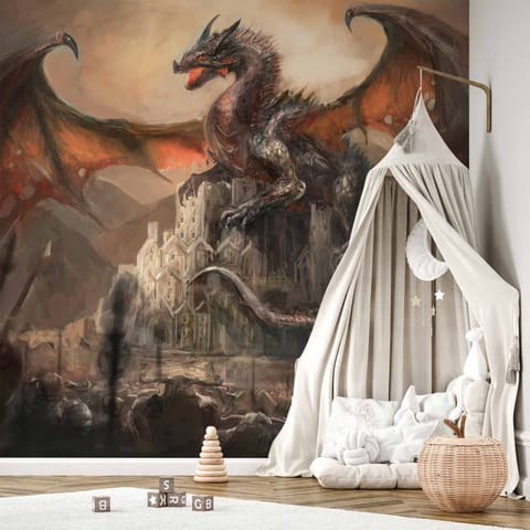 ⁨Self-adhesive mural - Dragon Castle (size 98x70)⁩ at Wasserman.eu