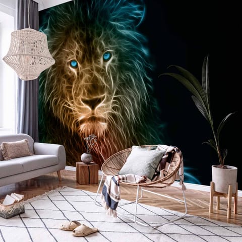 ⁨Self-adhesive wall mural - Abstract lion (size 245x175)⁩ at Wasserman.eu