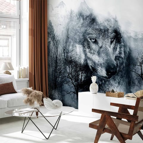 ⁨Wall mural - Predator from the mountains (black and white) (size 100x70)⁩ at Wasserman.eu