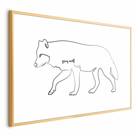 ⁨Plakat - Wilk (rozmiar 90x60, wykończenie Rama złota)⁩ w sklepie Wasserman.eu