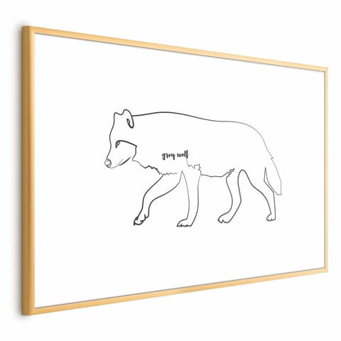 ⁨Plakat - Wilk (rozmiar 30x21, wykończenie Rama złota z marginesem)⁩ w sklepie Wasserman.eu
