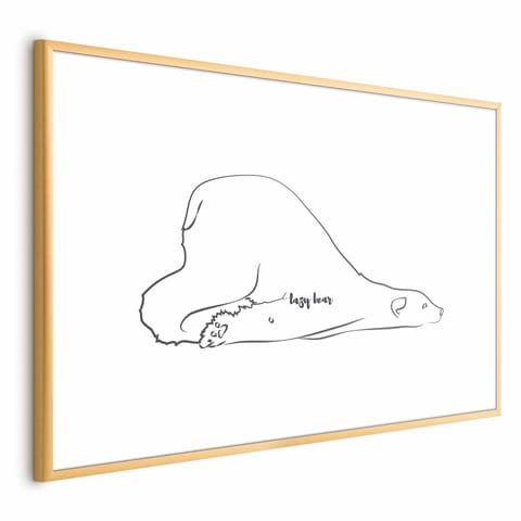 ⁨Plakat - Leniwy niedźwiedź (rozmiar 42x29.7, wykończenie Rama złota)⁩ w sklepie Wasserman.eu
