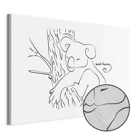 ⁨Obraz - Cichy urok natury (1-częściowy) - śpiący koala w czarno-białym tle (rozmiar 30x20, wykończenie Premium Print)⁩ w sklepie Wasserman.eu